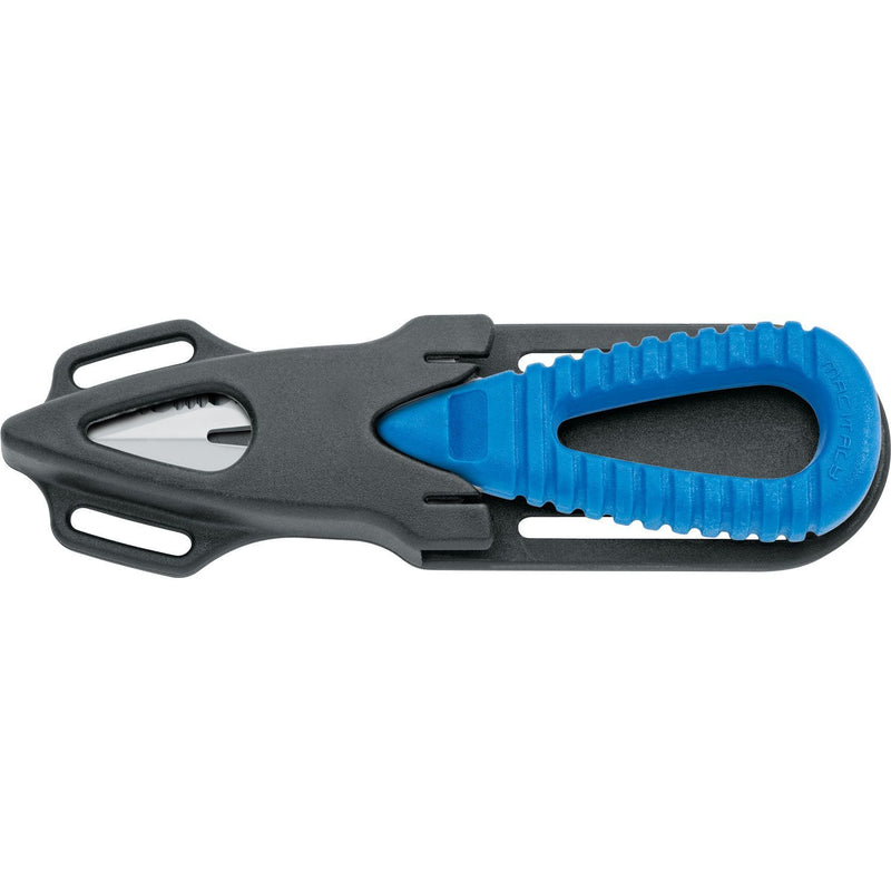 MAC Coltellerie diving knife with blue grip section and black tactical handle