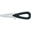MAC Coltellerie diving knife with serrated stainless steel blade and black ergonomic handle with finger slot