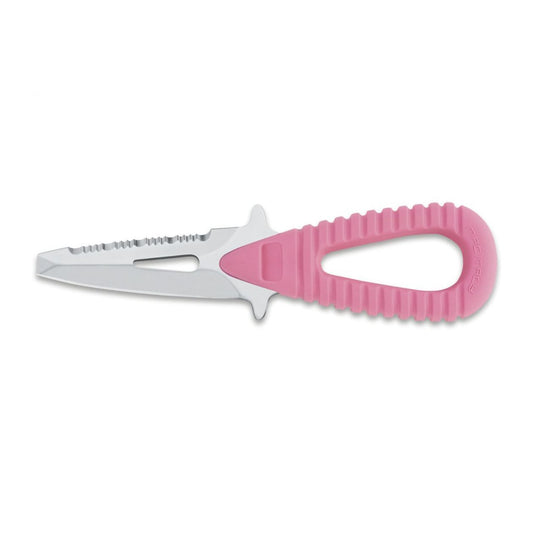 MAC Coltellerie marine knife with pink ribbed grip handle and stainless steel blade