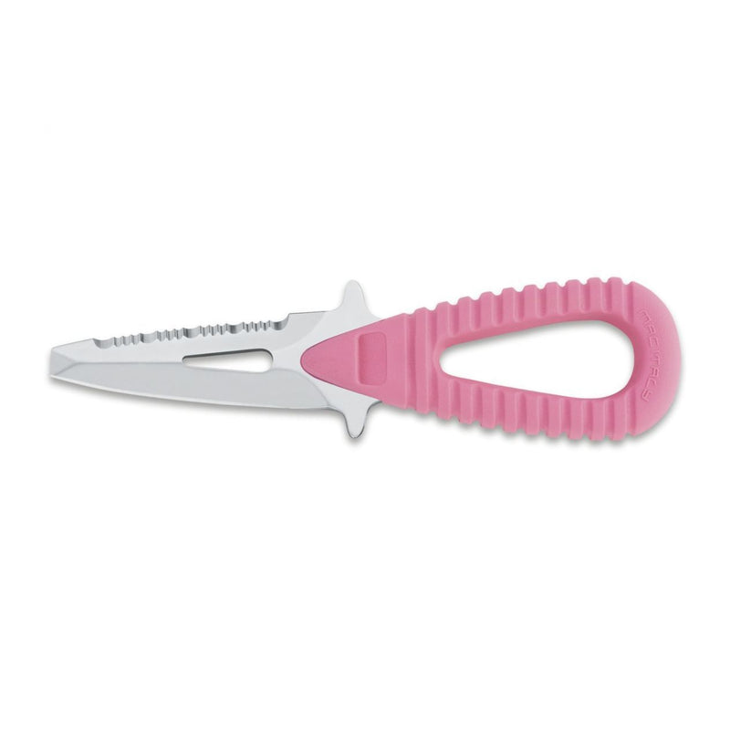 MAC Coltellerie marine knife with pink ribbed grip handle and stainless steel blade