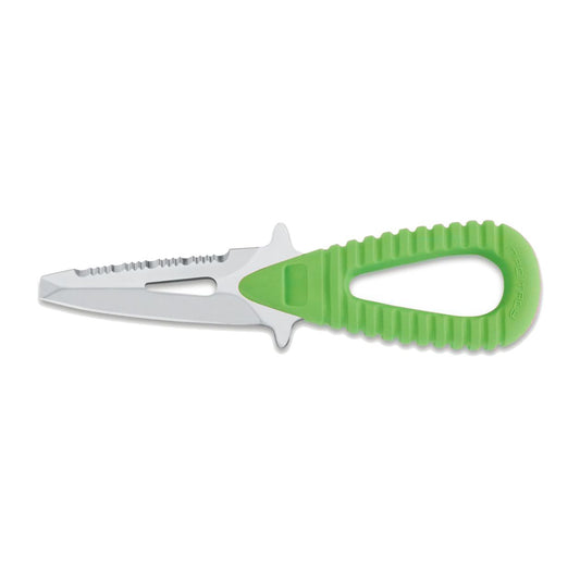 MAC Coltellerie marine knife with green ribbed grip handle and stainless steel blade