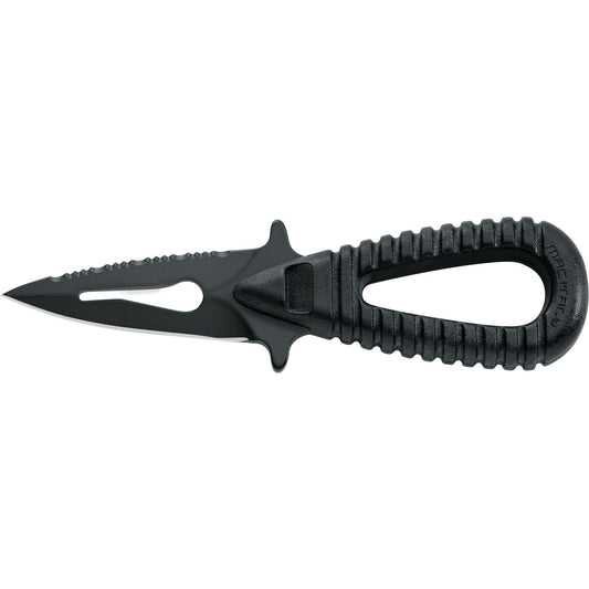 MAC Coltellerie MRS06RA diving knife with serrated blade, black handle and paracord grip