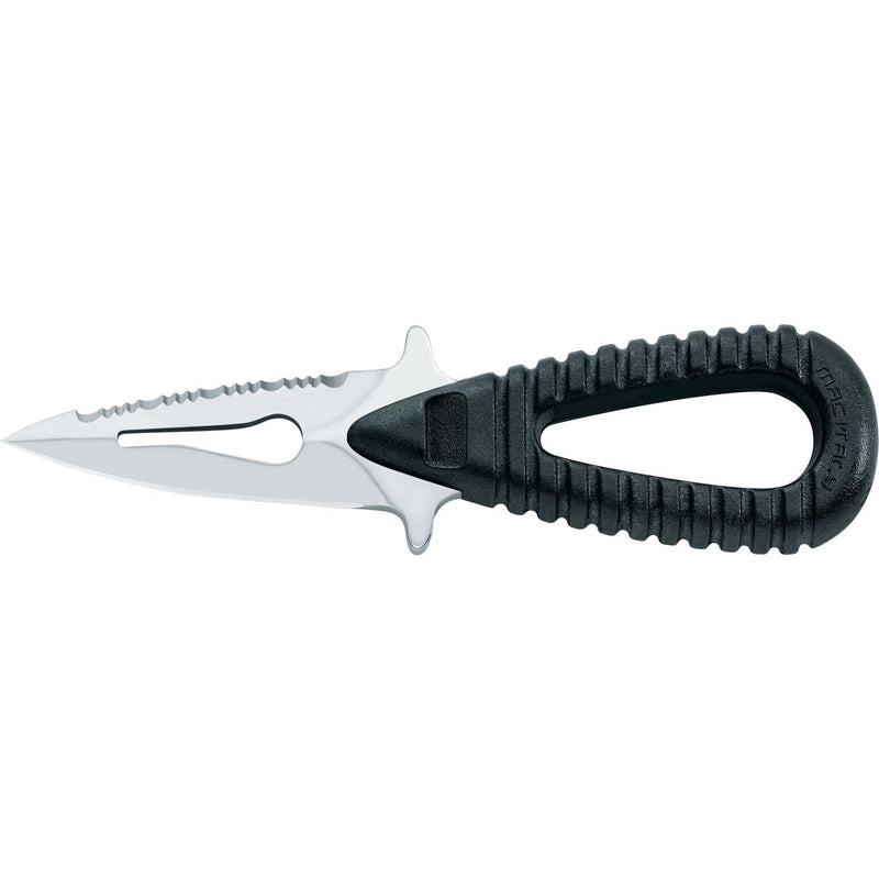 MAC Coltellerie MRS06RAN diving knife with serrated blade, white handle and black paracord grip