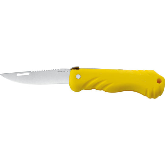 MAC Coltellerie poultry shears with yellow-green handles and stainless steel cutting blades