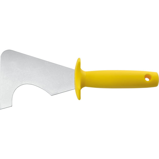 Yellow handled putty knife with stainless steel blade by MAC Coltellerie - professional scraping tool