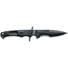 MAC Coltellerie SMD2 tactical knife with black handle and dark blade featuring serrated edge