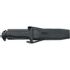 MAC Coltellerie diving knife in black polymer sheath with belt clip, side profile view