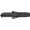 MAC Coltellerie diving knife with black handle in black protective sheath - horizontal view