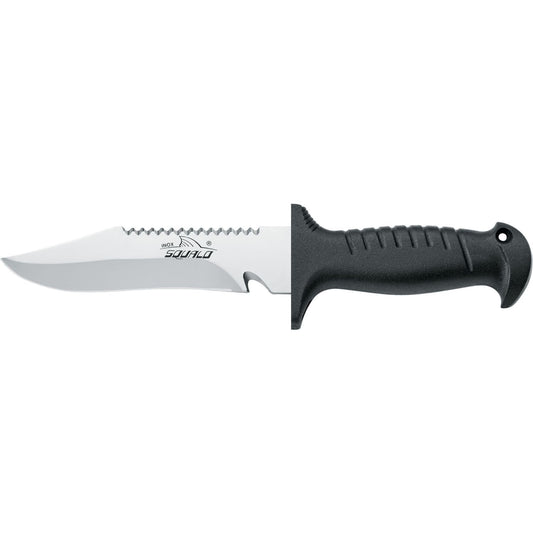 MAC Coltellerie diving knife with black ergonomic handle and stainless steel serrated blade
