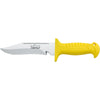MAC Coltellerie diving knife with yellow ergonomic handle and stainless steel serrated blade - alternate view