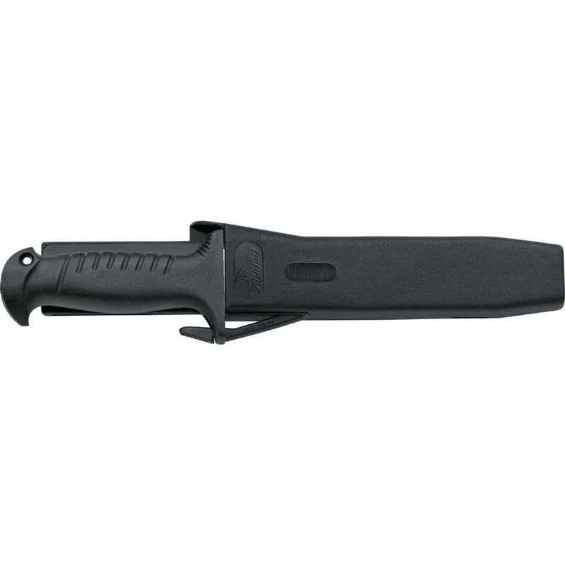 MAC Coltellerie diving knife with black handle in black protective sheath