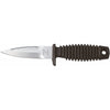 MAC Coltellerie diving knife with black textured grip handle and stainless steel serrated blade, "MADE IN ITALY" marking visible