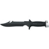 MAC Coltellerie tactical knife with partially serrated blade and black textured handle