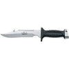 MAC Coltellerie tactical knife with serrated blade and black textured grip handle