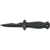 MAC Coltellerie black handled diving knife with serrated stainless steel blade and lanyard hole