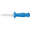 MAC Coltellerie blue handled diving knife with serrated stainless steel blade and lanyard hole