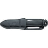 MAC Coltellerie black handled diving knife in black sheath with compass rose logo and belt clip