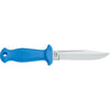 MAC Coltellerie serrated knife with blue ergonomic handle and stainless steel blade