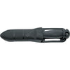 MAC Coltellerie knife with black handle and sheath, horizontal view showing compass logo