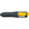 MAC Coltellerie diving knife with yellow handle in black sheath, tactical belt carry system