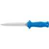 MAC Coltellerie diving knife with blue ergonomic handle and straight blade edge