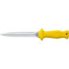 MAC Coltellerie diving knife with yellow ergonomic handle and straight blade edge