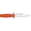 MAC Coltellerie orange handled dive knife with straight blade and finger guard