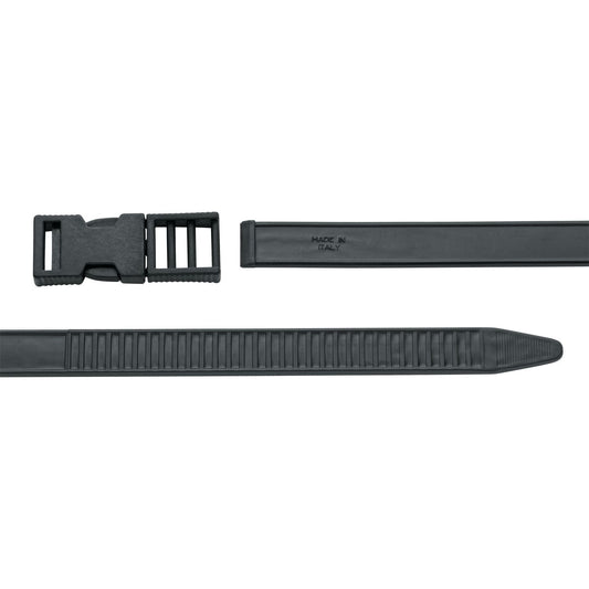 MAC Coltellerie tactical knife with black textured handle and protective sheath, Made in Italy marking visible