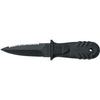 MAC Coltellerie TEKNO fixed blade knife with black handle and tactical black coated serrated blade
