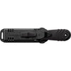 MAC Coltellerie TEKNO knife with black handle and tactical blade shown with black OZAR tactical sheath