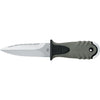 MAC Coltellerie TEKNO fixed blade knife with gray textured handle and serrated stainless steel blade