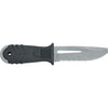 MAC Coltellerie TKN1OTH tactical diving knife with black textured handle and stainless steel blade featuring serrations and lanyard hole