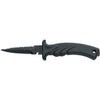 MAC Coltellerie tactical diving knife with black serrated blade and ergonomic black grip handle