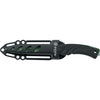 MAC Coltellerie TORPEDO knife with black tactical sheath showing green blade visibility through cutouts