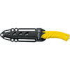 MAC Coltellerie Torpedo knife with yellow handle secured in black ventilated protective sheath