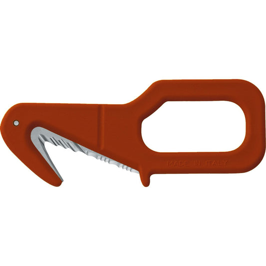 MAC Coltellerie orange safety cutter with retractable blade and ergonomic handle, Made in Italy