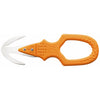 MAC Coltellerie TS09O orange rescue knife with serrated blade and safety cutter, front view