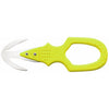 MAC Coltellerie TS09Y yellow rescue knife with serrated blade and safety cutter, front view