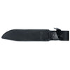 Black leather knife sheath with belt loop and snap closure for MAC Coltellerie tactical knife