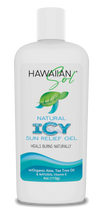 Hawaiian Sol Natural Icy Sun Relief Gel - 4oz bottle with organic aloe, tea tree oil and Vitamin E for sunburn relief