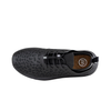 Crosskix Tetra Night shoe top view showing perforated black upper, lace-up closure, and brown cork insole with Crosskix logo