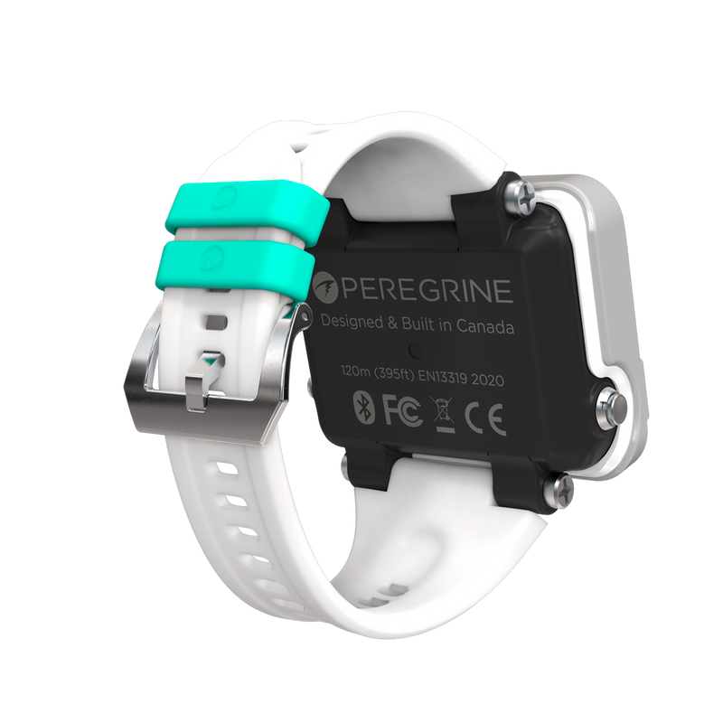 Shearwater Peregrine Light Dive Computer – Rear View with Teal Loop Straps