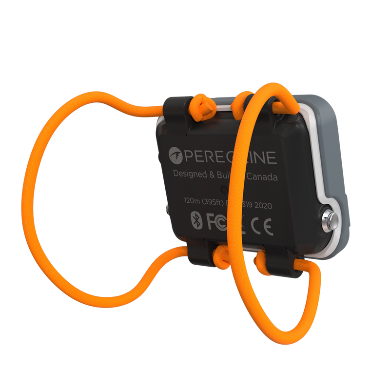 Shearwater Peregrine Dive Computer – Rear Perspective with Short Orange Shock Cord