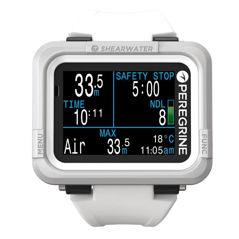 Shearwater Peregrine Light Dive Computer – Front View Showing AIR Mode at 33m