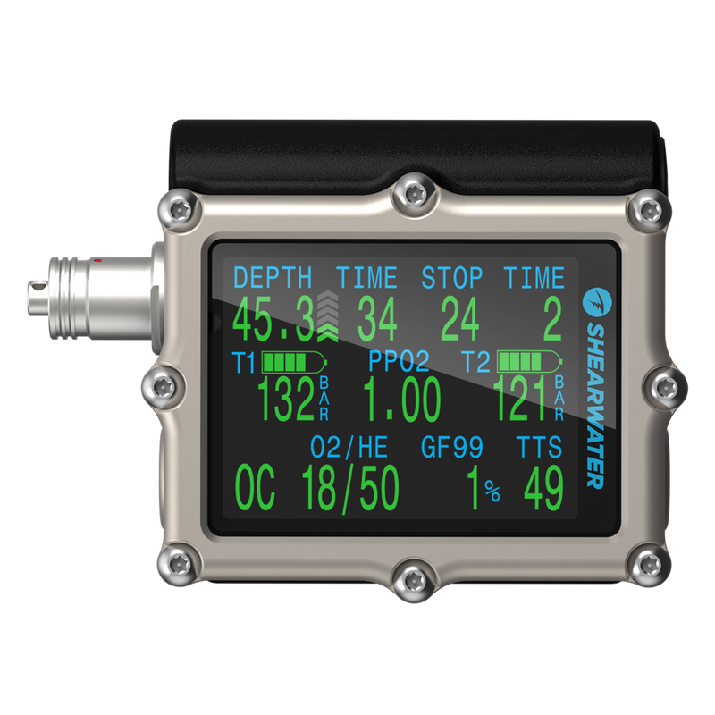 Shearwater Petrel 3 Fischer Version Dive Computer – Front View with Fischer Connector