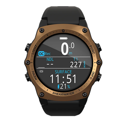 Shearwater Teric Journeys Edition Dive Computer – Front View with Display On