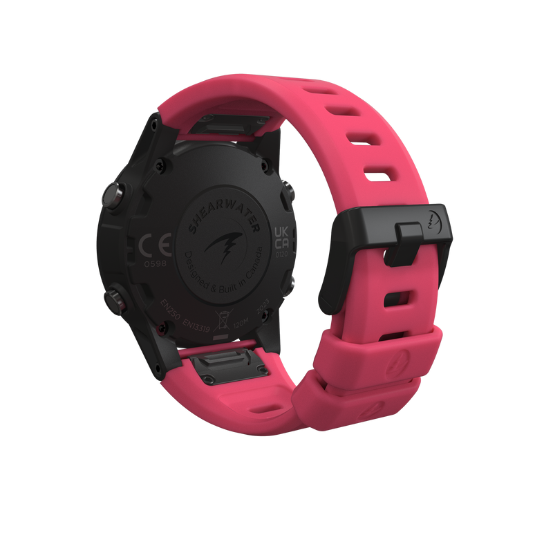 Shearwater Tern TX Dive Computer – Rear Isometric View in Pink