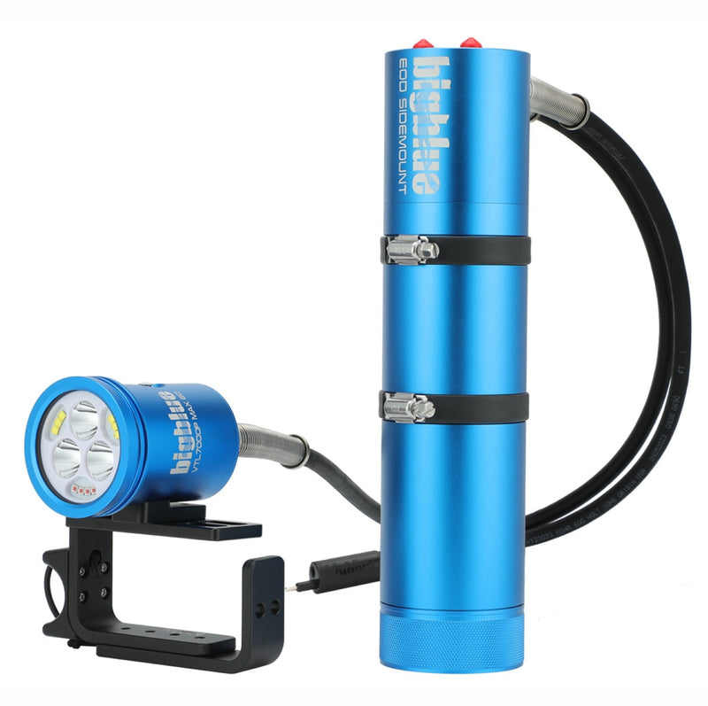 7000 Lumen Dual Beam Video and Tech Light Side Mount EOD, Wide Flood and Spot Beam for Sidemount Divers