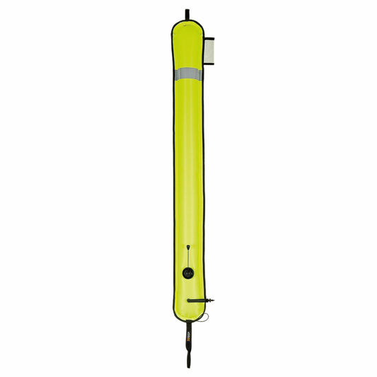 XDEEP Closed DSMB, Bright Yellow, 140 cm long with 3M Scotchlite Solas reflective tape for high visibility and diver safety