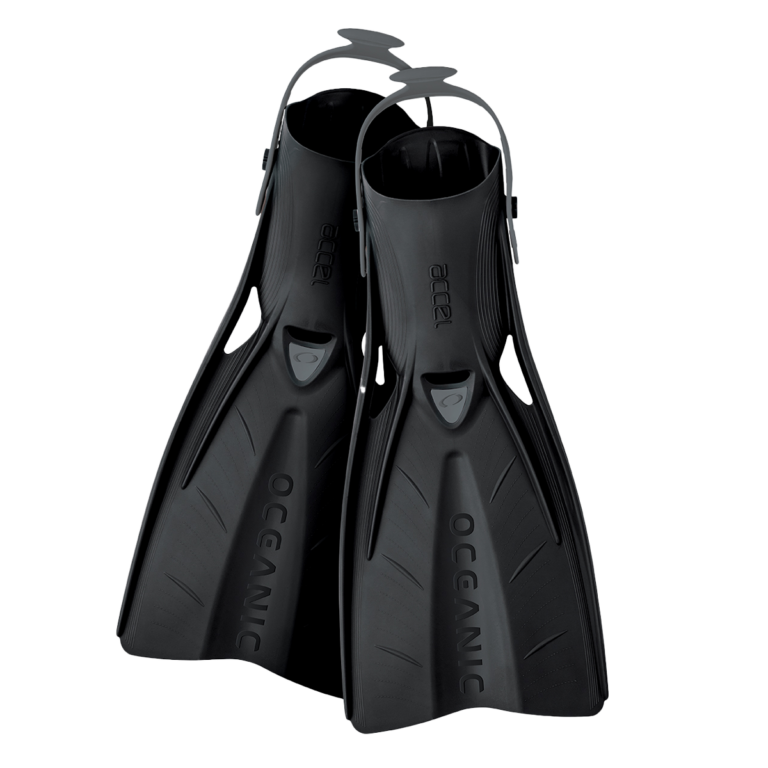 Oceanic Accel Open-Heel Fins – Compact Travel Scuba Fins Product Photo